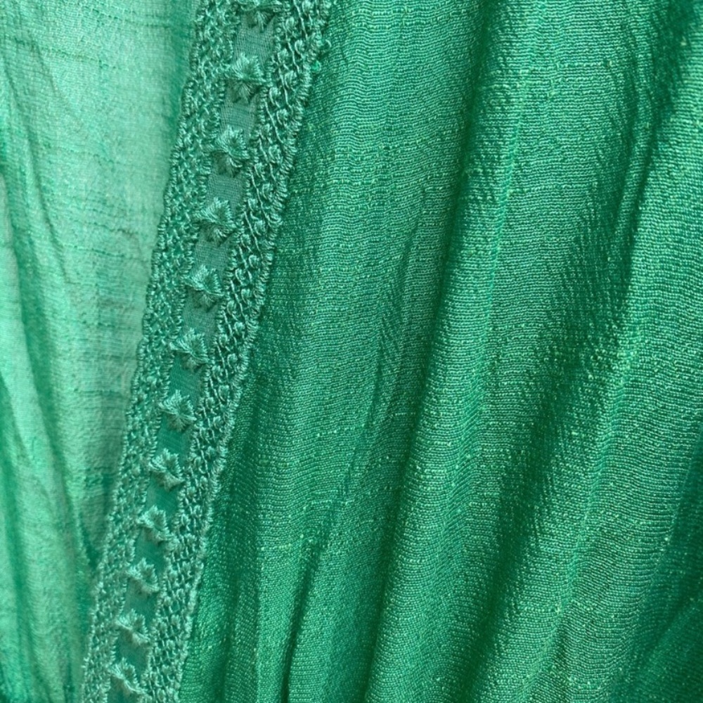SOLD OUT CLEARANCE Green Boho Crochet Short Sleeve Kimono Duster - Picture 3 of 3